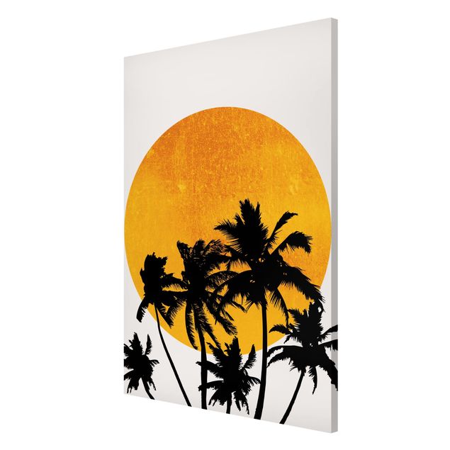 Magnettavler blomster Palm Trees In Front Of Golden Sun