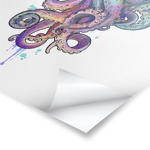 Billeder Laura Graves Art Illustration Octopus Violet Turquoise Painting