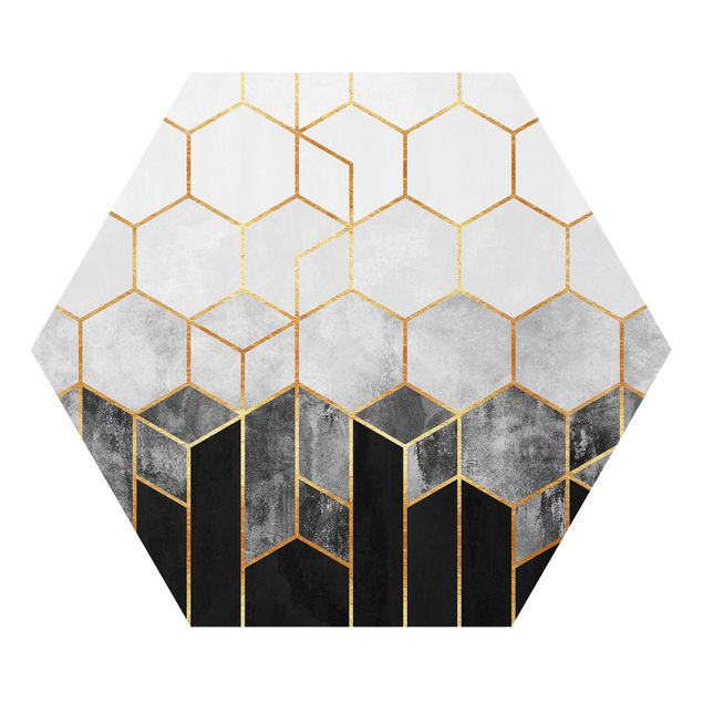 Billeder Elisabeth Fredriksson Golden Hexagons Black And White