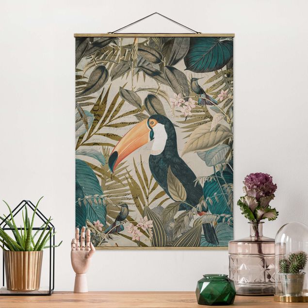køkken dekorationer Vintage Collage - Toucan In The Jungle