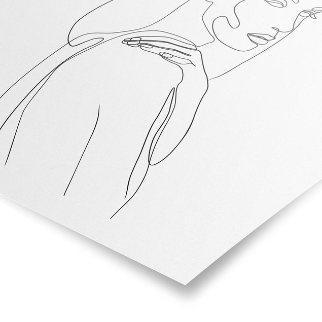 Billeder kunsttryk Line Art Woman's Shoulder Black And White