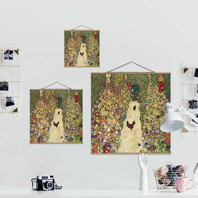 Billeder kunsttryk Gustav Klimt - Garden Path with Hens