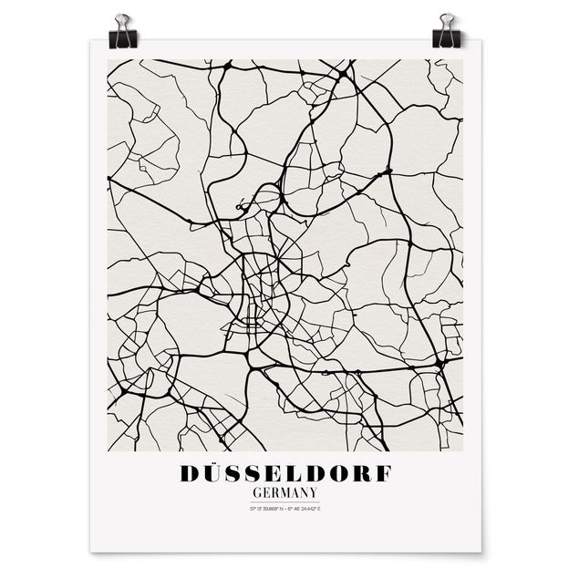 Plakater ordsprog Dusseldorf City Map - Classic