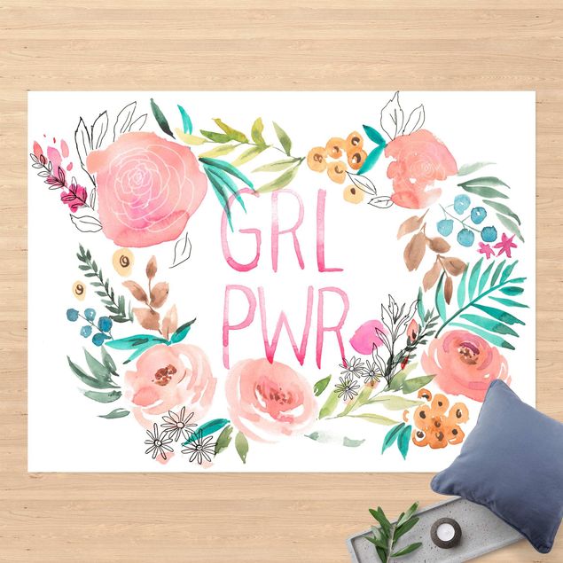 udendørstæpper Light Pink Flowers - Girl Power