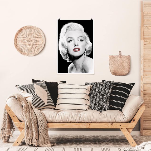 Plakater sort og hvid Marilyn With Earrings