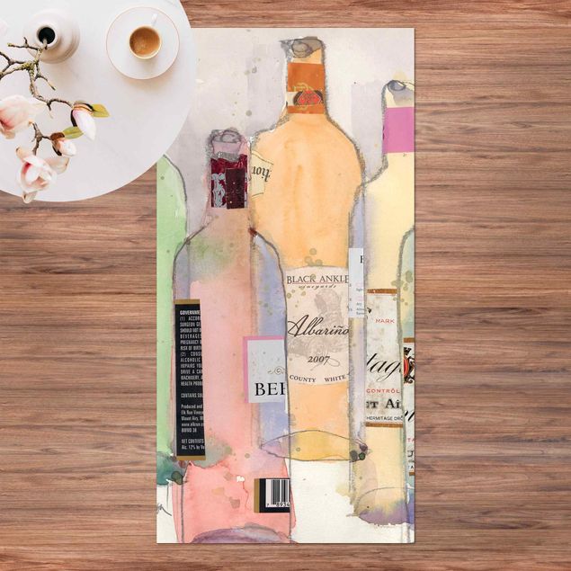 tæpper til terrasse Wine Bottles In Watercolour II