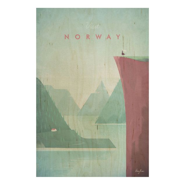 Prints på træ landskaber Travel Poster - Norway