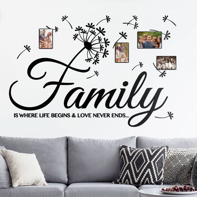 Wallstickers ordsprog Family Life Love