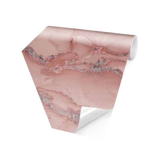 Tapet industriel Colour Experiments Marble Light Pink And Glitter