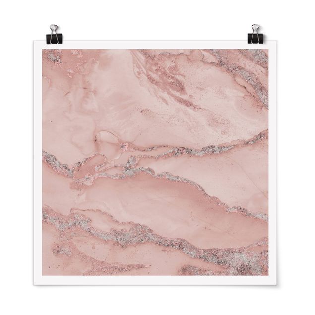 Billeder kunsttryk Colour Experiments Marble Light Pink And Glitter