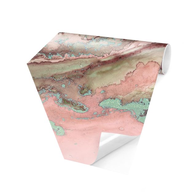Tapet industriel Colour Experiments Marble Light Pink And Turquoise