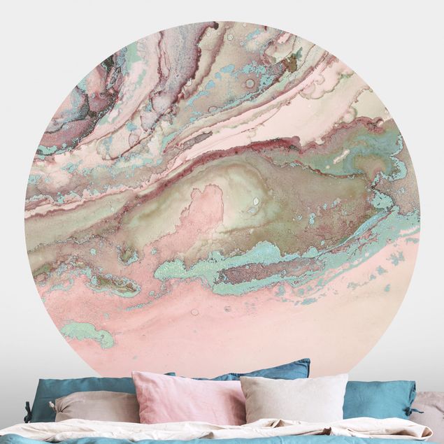 Marmor tapet Colour Experiments Marble Light Pink And Turquoise