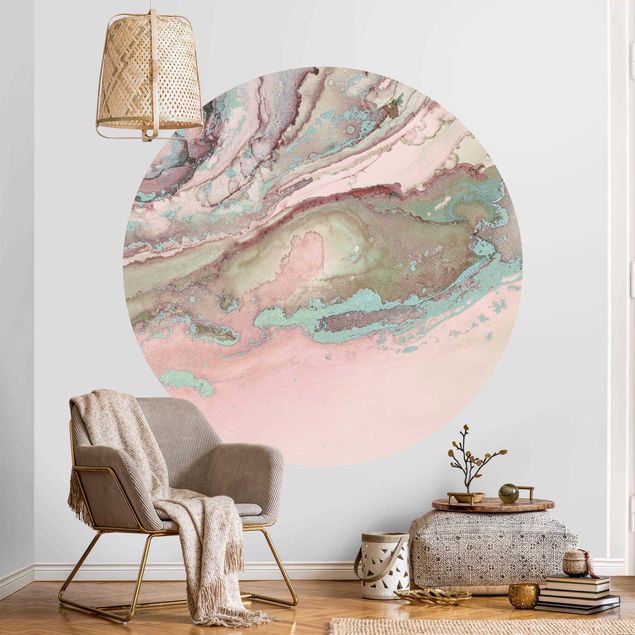 Tapet mønster Colour Experiments Marble Light Pink And Turquoise