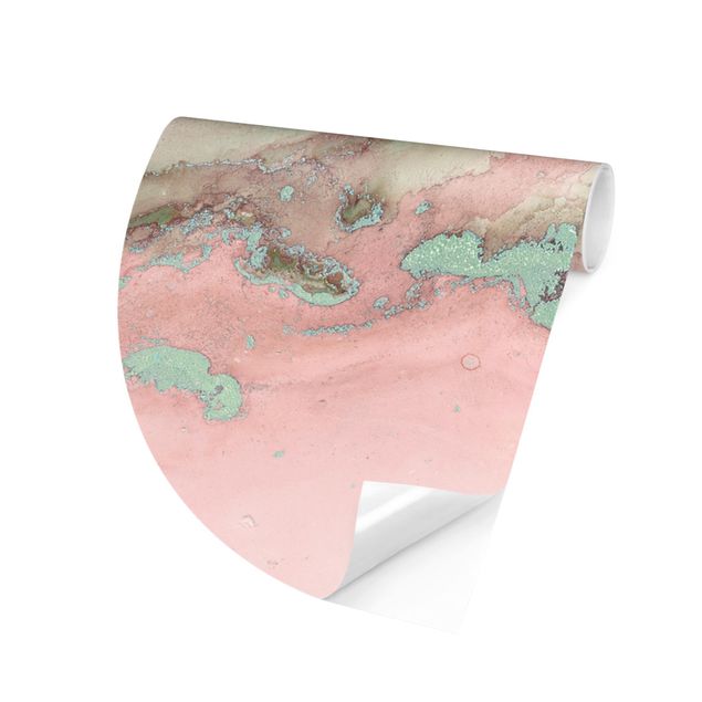 Tapet industriel Colour Experiments Marble Light Pink And Turquoise