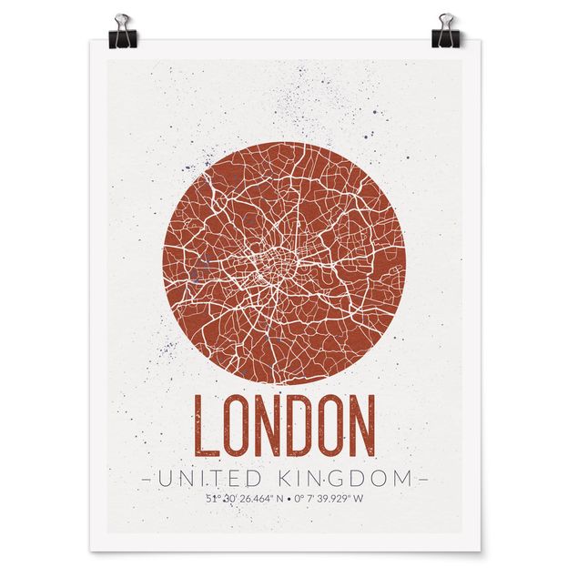 Plakater sort og hvid City Map London - Retro