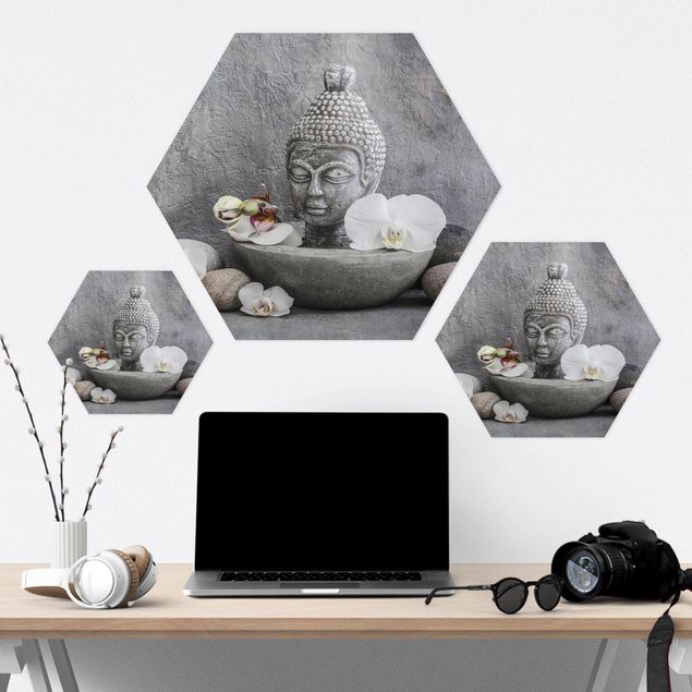 Billeder Zen Buddha, Orchids And Stones