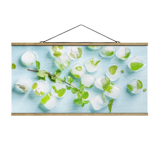 Billeder grøn Ice Cubes With Mint Leaves