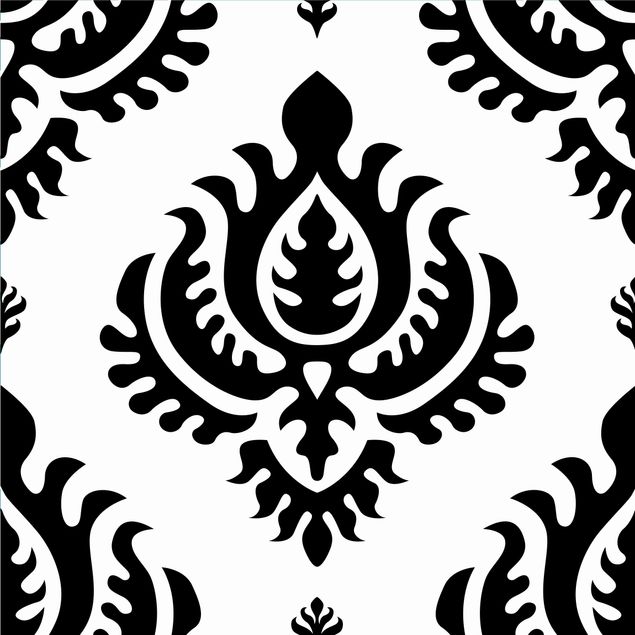 Selvklæbende folier sort og hvid Neo Baroque Black And White Damask Pattern