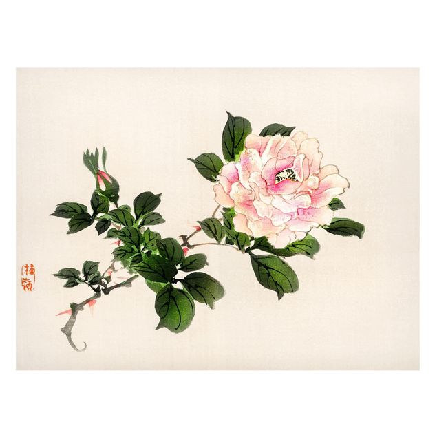 Magnettavler blomster Asian Vintage Drawing Pink Rose