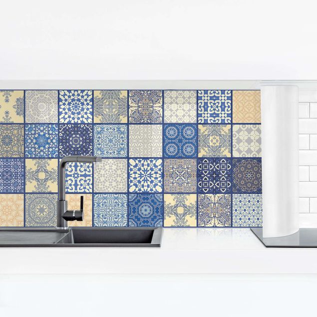 Selvklæbende folier Sunny Mediterranian Tiles With Blue Joints
