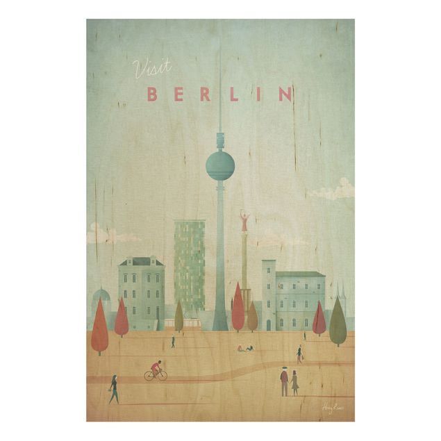 Prints på træ vintage Travel Poster - Berlin