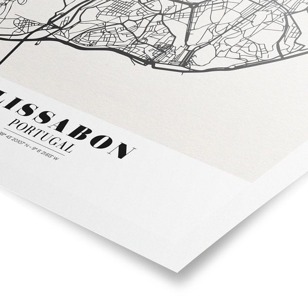 Billeder sort og hvid Lisbon City Map - Classic