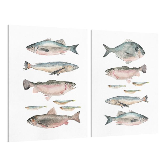Billeder på lærred dyr Fish In Watercolour Set I