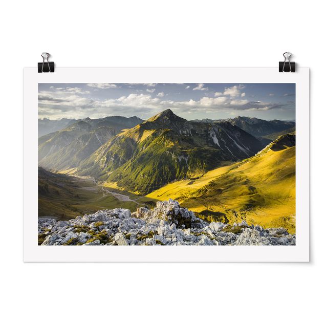 Plakater landskaber Mountains And Valley Of The Lechtal Alps In Tirol