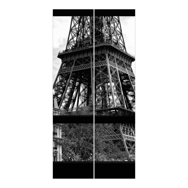 Panelgardiner Window view Paris - Near the Eiffel Tower black and white