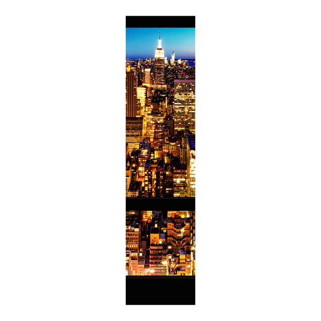 Panelgardiner arkitektur og skyline Window view New York at night