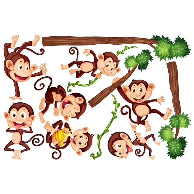 Vinduesklistermærker dyr Monkey Family