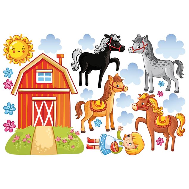 Selvklæbende folier Farm Set with Horses