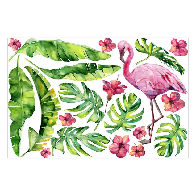 Selvklæbende folier Jungle Flamingo Leaves Set