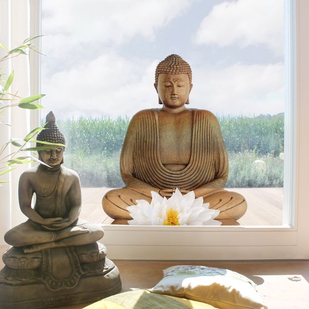 Selvklæbende folier Wooden Lotus Buddha