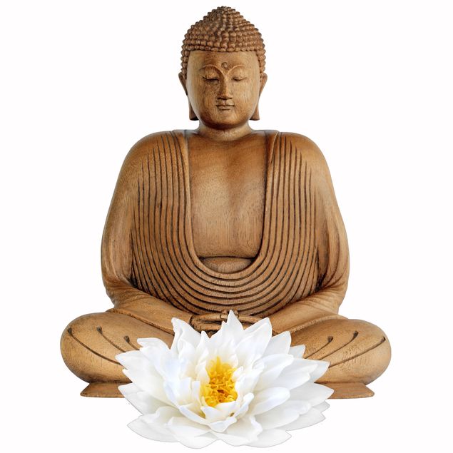 Vinduesklistermærker Wooden Lotus Buddha