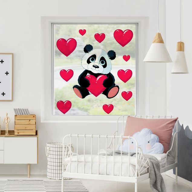 Vinduesklistermærker dyr Panda With Hearts