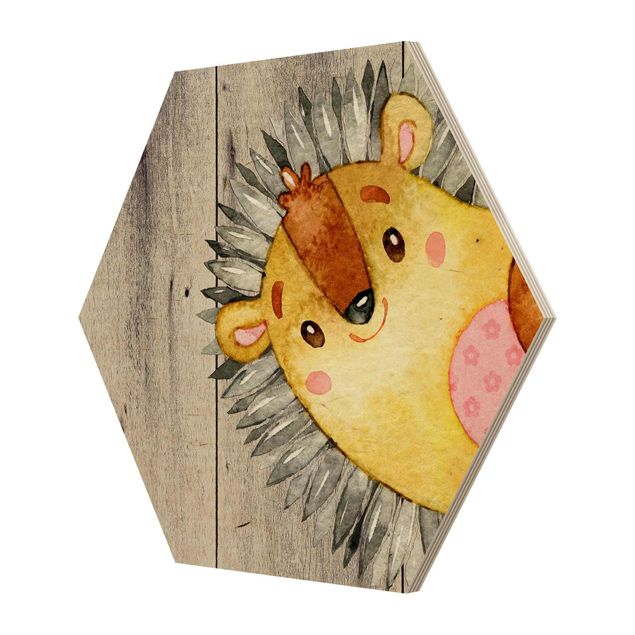 Billeder Uta Naumann Watercolor Hedgehog On Wood