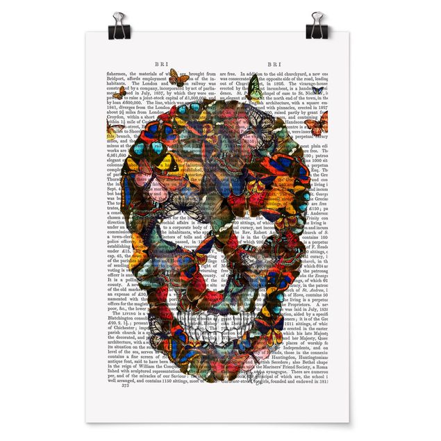 Plakater dyr Scary Reading - Butterfly Skull