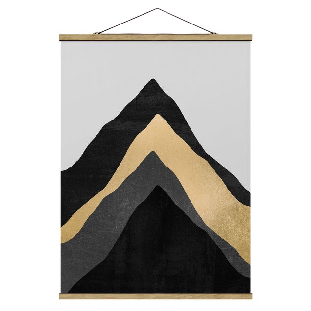 Billeder abstrakt Golden Mountain Black White