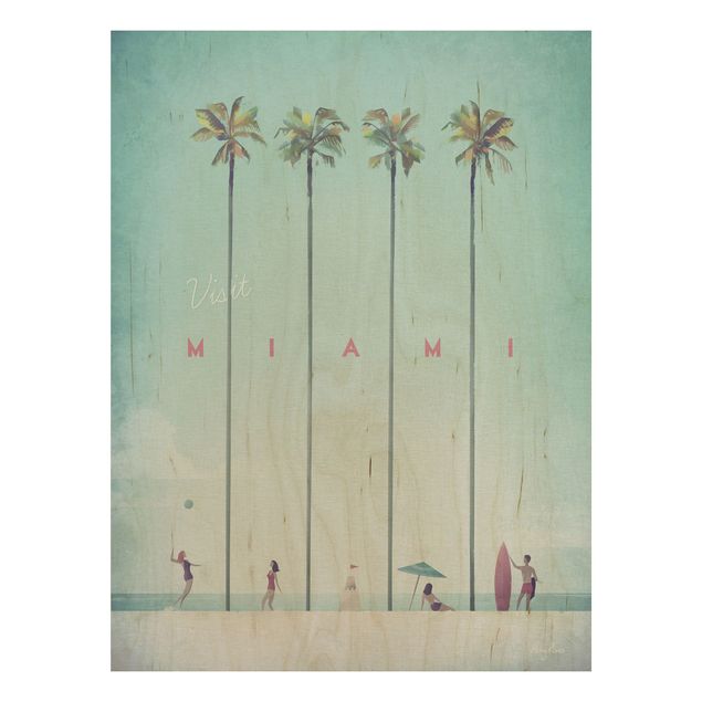 Prints på træ landskaber Travel Poster - Miami