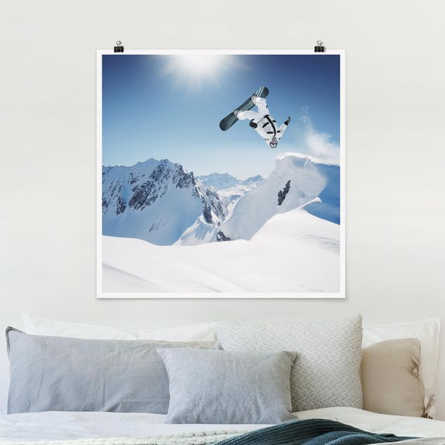 Billeder bjerge Flying Snowboarder