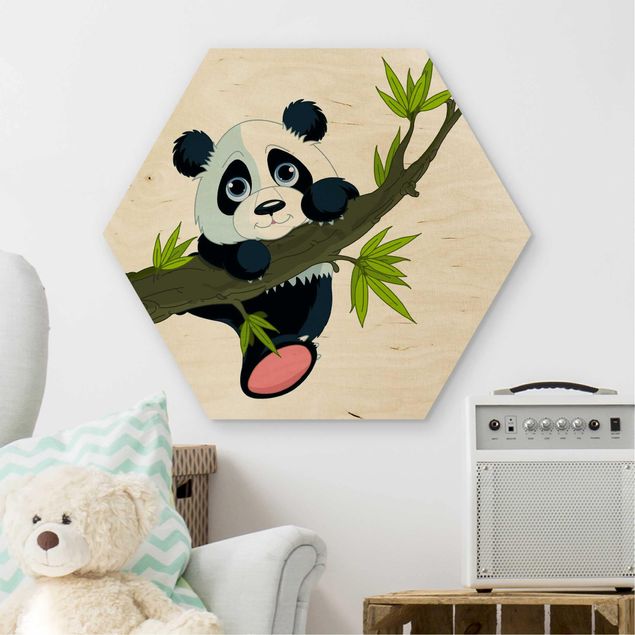 Prints på træ landskaber Climbing Panda