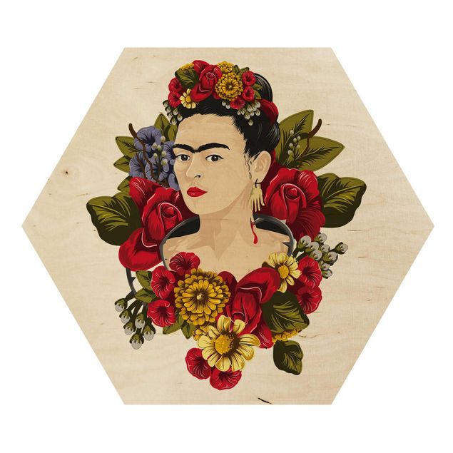 Sekskantede billeder Frida Kahlo - Roses