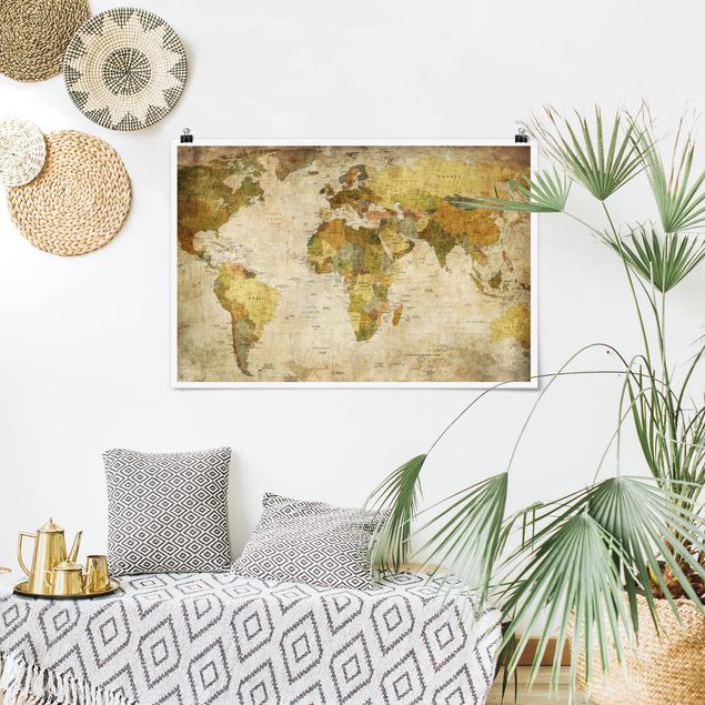 Plakater verdenskort World map