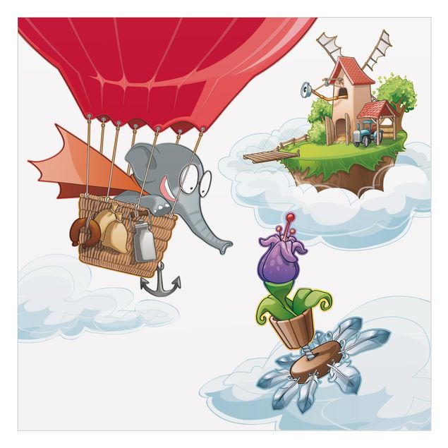 Vinduesklistermærke - Flying Elephant Farm In The Clouds