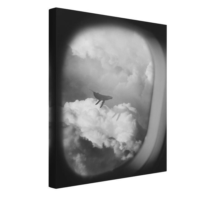Billeder på lærred kunsttryk Flying Whale Up In The Clouds