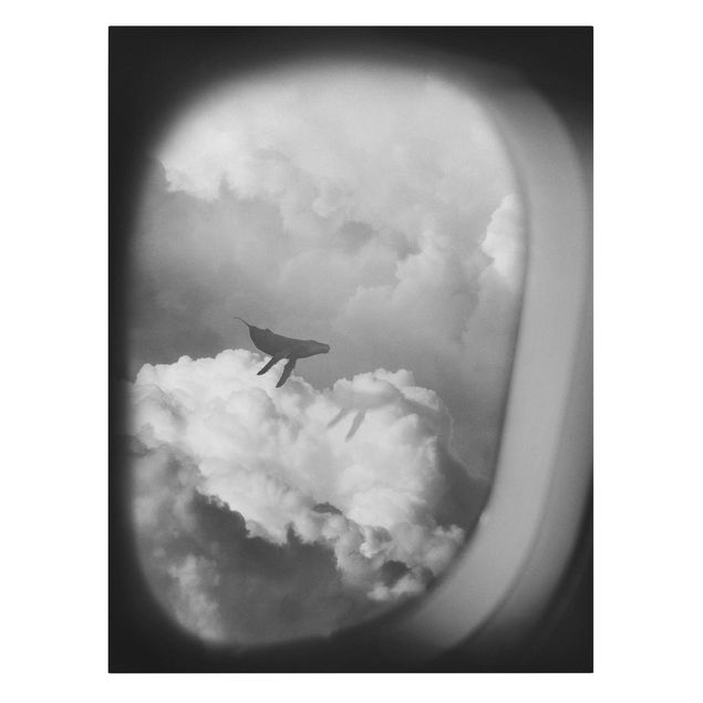 Billeder kunsttryk Flying Whale Up In The Clouds