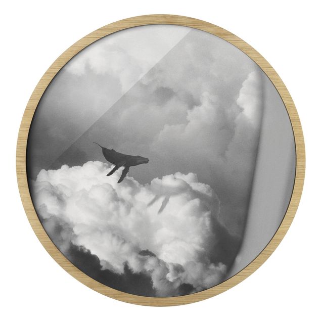 Billeder kunsttryk Flying Whale Up In The Clouds