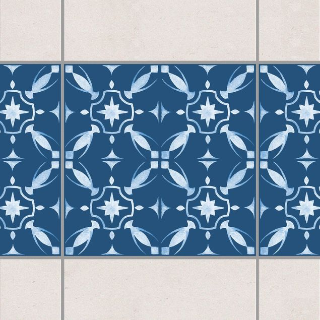 køkken dekorationer Dark Blue White Pattern Series No.01