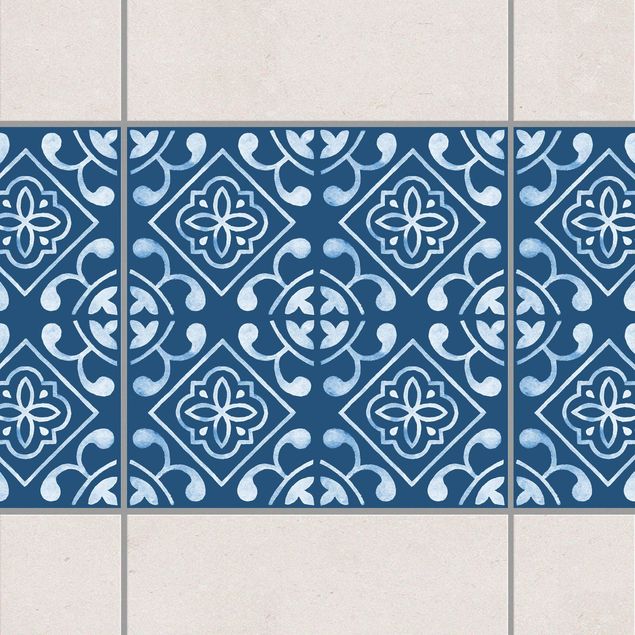 køkken dekorationer Dark Blue White Pattern Series No.02